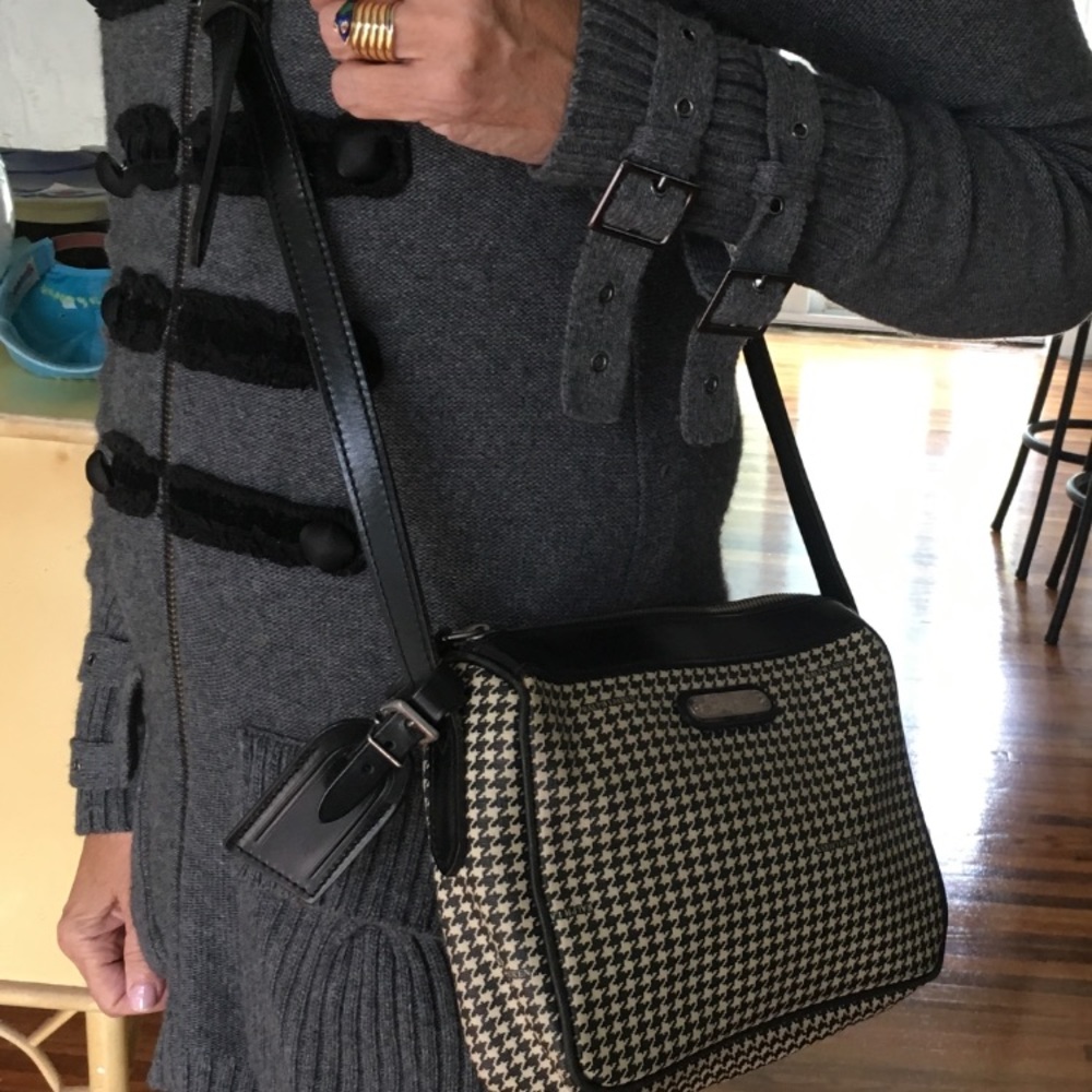 RALPH LAUREN Houndstooth Crossbody Shoulder Bag
